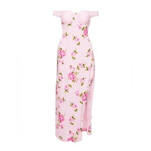 NWT Princess Polly Off Shoulder Emmeline Pink Floral Maxi Dress Size 4 Summer